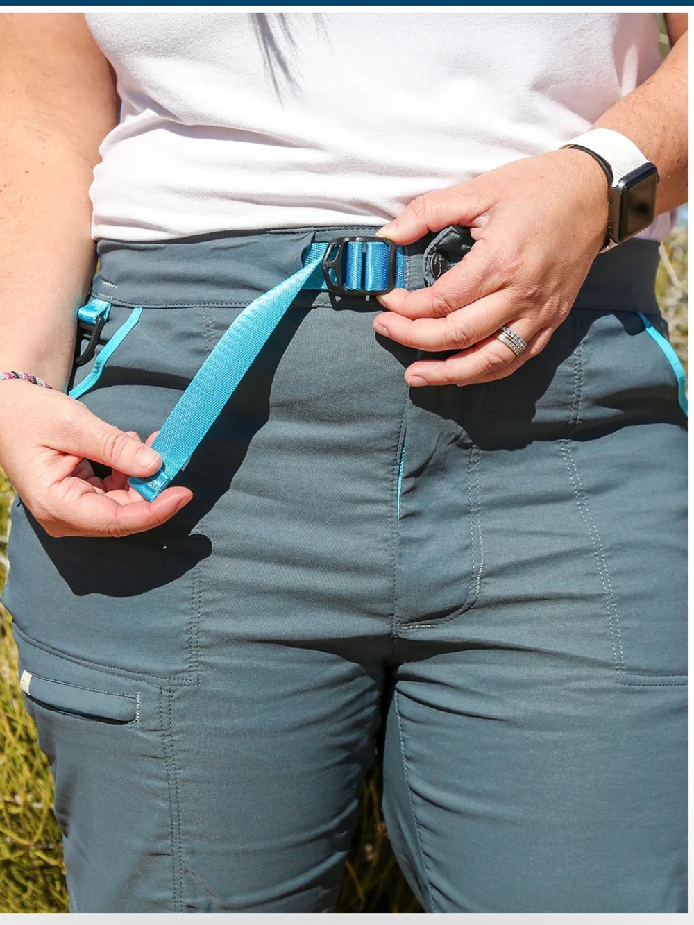 Alpine Parrot Mountain Fit Slate Gray Outdoor Pants with Teal Trim